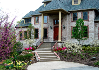Landscaped front entry to home.